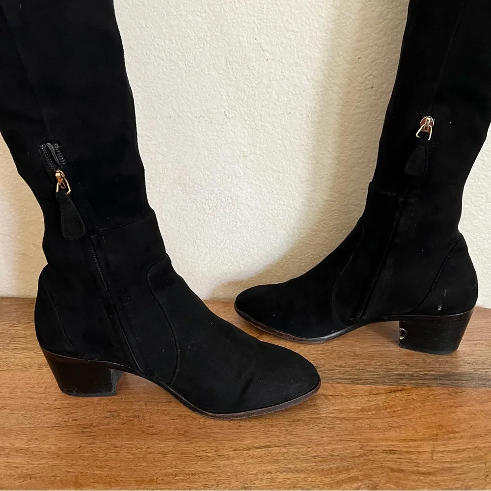 Chanel Black Knee High Heeled Boots Size 8